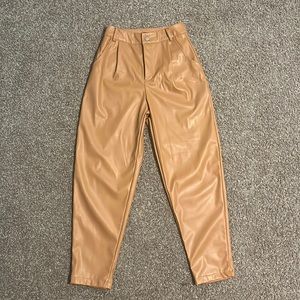 In The Style Light Brown Faux Leather Trouser Size 8